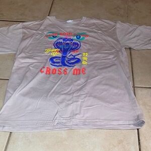 Cygnus Boys Beige Blue Viper Snake Tshirt Look Both Ways Before You Cross Me XL